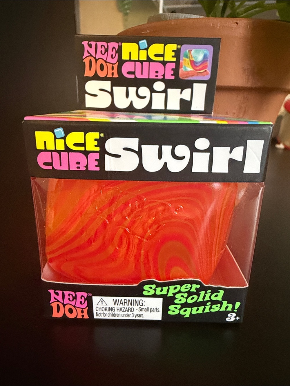 Nice Cube Swirl - Nee Doh Orange Swirl Squish Toy Authentic